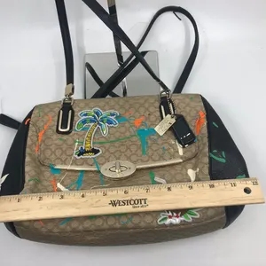 COACH Customized Tan Black Fabric Shoulder Bag thumbnail 3