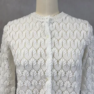 Vintage 60s Americana Womens Pointelle Knit Cardigan Sweater‎ Size Medium Japan thumbnail 4