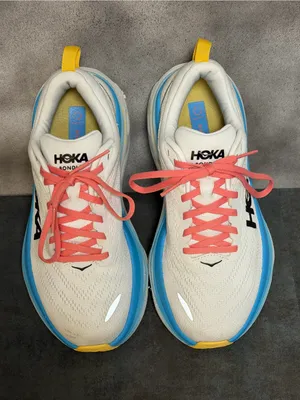 Hoka One One Bondi 8 Women’s Wide Sneakers Blanc De Blanc/Swim Day Size 7.5D thumbnail 10