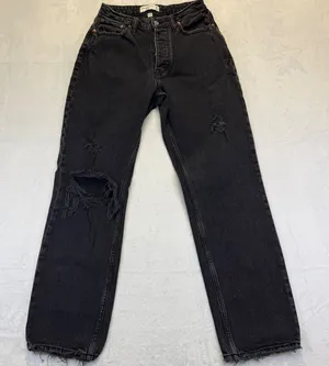 Abercrombie &‎ Fitch The Dad High Rise Curve Love Distressed Black Jeans 26 2S thumbnail 1
