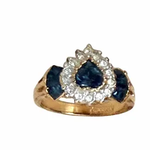 Vintage Nolan Miller Sapphire Blue Heart Crystal Ring Gold Tone thumbnail 9