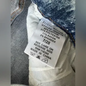 Judy Blue Cropped Bootcut Jean Distressed Stretch High Rise Chewed Hem Boho 7/28 thumbnail 5