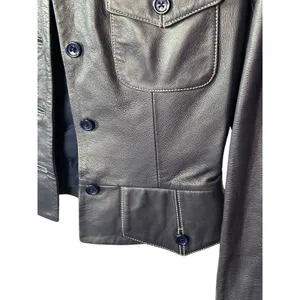 Vintage Zelda Genuine Lamb Leather Jacket Blue Violet Purple Cropped Blazer thumbnail 7