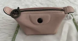 New Longchamp Le Pliage‎ Pale Pink Leather Coin Purse thumbnail 1