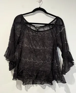Miss Chievous Top Womens Large Lace Sheer Dark Romantic Vamp Whimsigoth Travel thumbnail 1