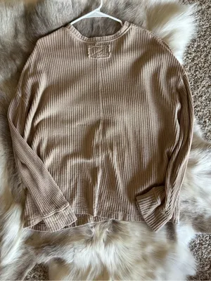 Free People We the Free Waffle-Knit Pocket Pullover Top - Beige thumbnail 8