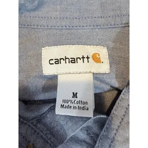 Carhartt Womens Blue Chambray Button Down‎ Shirt 100% Cotton Long Sleeve M thumbnail 3