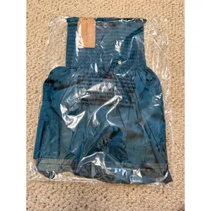 Natural Life NWT Boho Teal Smocked Satin Flowy Shorts M Cottagecore thumbnail 10