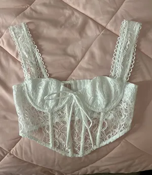 Altar'd State White Corset Top thumbnail 1