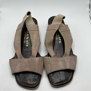 Brunate brown suede Sandals IT 37 US 7 Italian Designer Heels Dress VTG thumbnail 4