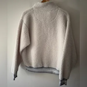 American Eagle Woman’s Sweater 1/2 Zip Front Pockets Cream Sherpa‎ thumbnail 4