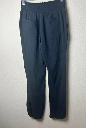 AERIE American Eagle Gauze Wide Leg Beach Pants w Side Slit Size XS Black thumbnail 7