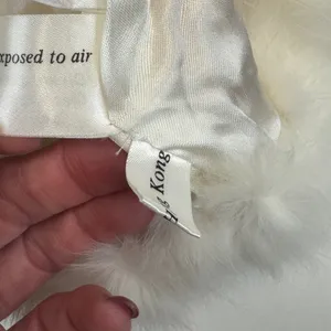 Vintage Rabbit Fur Hat Pom Beanie Cap Cream White Winter Ski Glam Y2K Luxe Fuzzy thumbnail 6