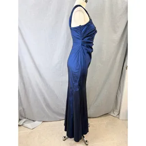 David Meister Sapphire Blue Jewel Embellished‎ Halter Mermaid Gown 4 thumbnail 4