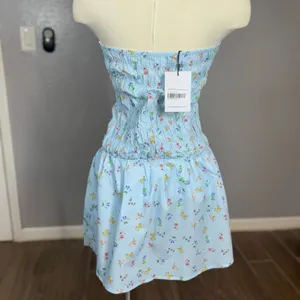 Princess Polly Wishing Wells Shirred Mini Dress Blue Floral, 8 thumbnail 2