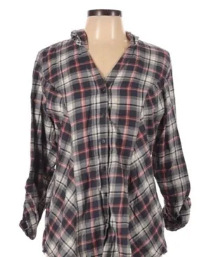 Sonoma size large plaid hooded top thumbnail 1