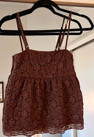 Faded Rose brown spaghetti strap lace babydoll top size Small Y2K coded thumbnail 1