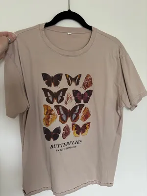 Butterflies oversized Graphic Tee - mushroom thumbnail 1