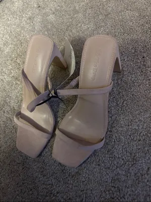 Minimalist Blush Strappy Square-Toe Heels 3 inch millennial pink size 8.5 new thumbnail 3