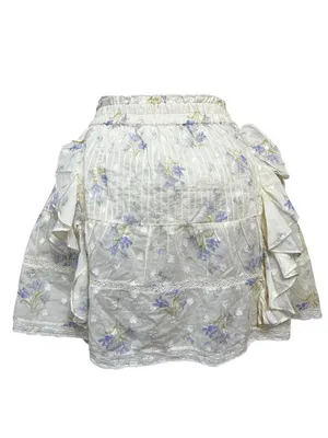 LoveShackFancy Shanti Mini Skirt in Lavender Wispy Butter Yellow Cottagecore XL thumbnail 6