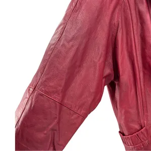Pelle red leather M mid length trench vintage retro outdoor 70s 80s thumbnail 3