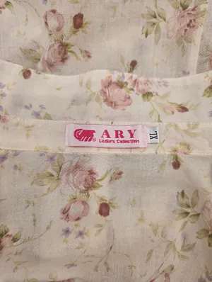 Vintage long-sleeve button-up shirt floral print Cotton XL thumbnail 3