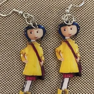 Coraline 3D Earrings Acrylic Dangle Earrings Yellow thumbnail 1