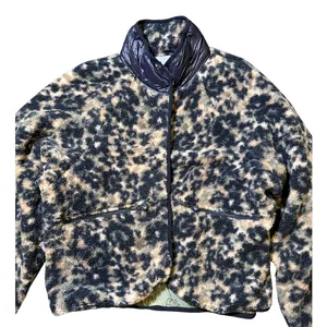 Calme Green Tan Black Printed Fleece Jacket thumbnail 2