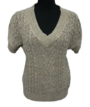 Current Air Los Angeles‎ Womens Size Small Cable Knit Sweater Shirt Short Sleeve thumbnail 1