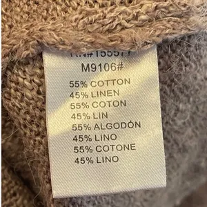 Carly Jean Roll Neck Boxy Linen Cotton Knit Sweater Taupe Marl‎ S/M thumbnail 4