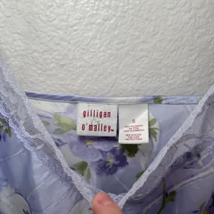 Gilligan & OMalley Floral Satin Slip Nightgown Dress Lace Trim Small thumbnail 6