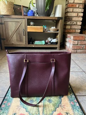 Michael Kors Plum Saffiano Tote with Magenta Pom Charm thumbnail 13