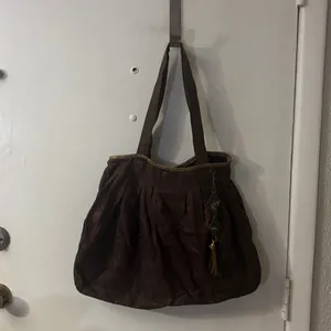 Brown/Gold Metallic Cloth Shoulder Bag Boho Fall Fairycore Grandma Minimalist thumbnail 3