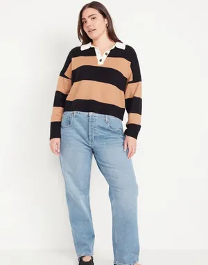 Old Navy Mid-Rise Slouchy Straight Jeans thumbnail 2