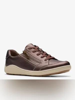Clarks Women’s Metallic Bronze Low-Top Sneaker with Side Zip Size 8.5 thumbnail 6