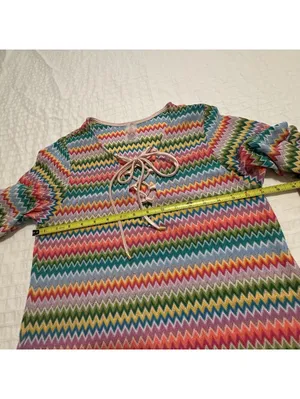 PQ Swim Ziggy Noah Coverup Tunic Chevron Rainbow Bell Sleeves XS / S Multicolor thumbnail 6