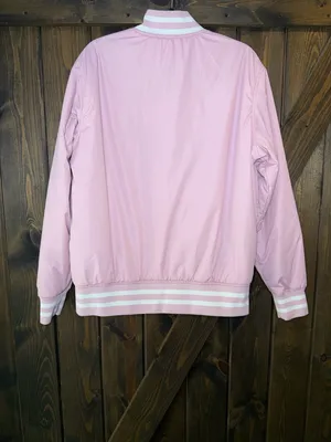 Team Crumbl Pink‎ Black Reversible Varsity Jacket Pink Size L thumbnail 2