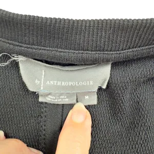 Anthropologie Black Tulle Sweatshirt Sheer Swiss Dot Ruffle Lace Oversized MED thumbnail 10