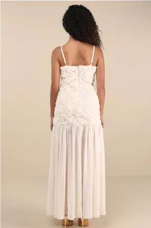 Lulus 3d rosette sheer hem maxi dress thumbnail 2