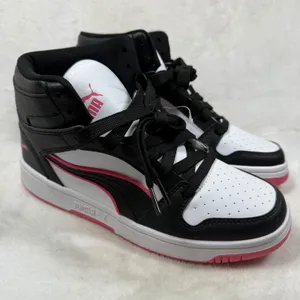 Puma Rebound V6 Womens 8.5 High Top Sneakers Black White Pink 403462-02 thumbnail 1