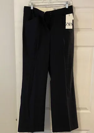 Zara Wool Blend Elegant Black Trousers size M inseam 32” waist 32” brand new thumbnail 1
