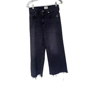 Citizens of Humanity Women's Lyra frayed cropped high-rise wide-leg jeans Black thumbnail 2