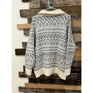 Aerie NWT Gray Cream Wool Blend 1/4 Zip Pullover Sweater Oversized XS thumbnail 3