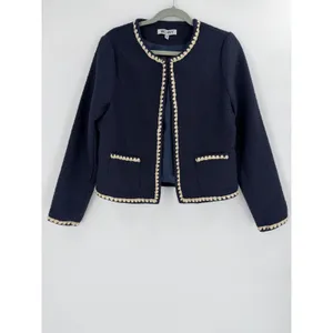 WD.NY Jacket Womens Medium Blue Tweed Scalloped Trim Old‎ Money Professional thumbnail 2