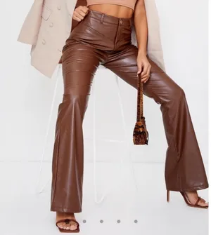 Nordstrom Brown Leather Flare Pants thumbnail 1
