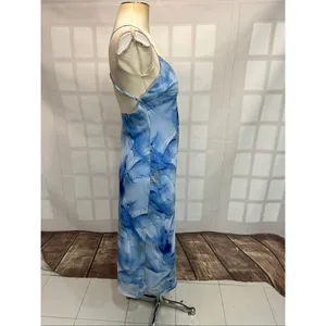 Lulu’s Bright Charm Blue Abstract Print Chiffon Slip Midi size medium thumbnail 8