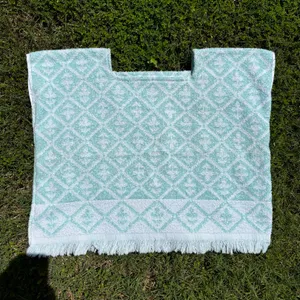 Vintage 70s Seafoam Green & White Fringe Towel Top thumbnail 3