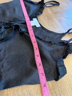House of Harlow 1960 Black Ruffled Tie-Front Coquette Camisole S thumbnail 6