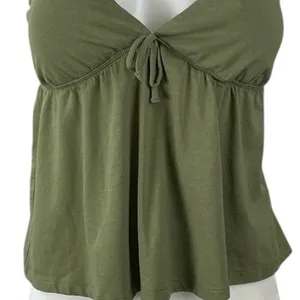 Urban Rebel Green Tie Front V Neck Sleeveless Flared Cami Camisole Tank Top Sz L thumbnail 4