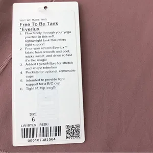 Lululemon Free To Be Tank Everlux Red Dust Sz 6 thumbnail 4